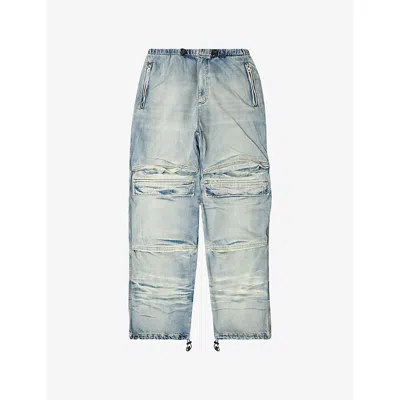 Diesel Mens D-dayetz 0abdf Relaxed-fit Wide-leg Stretch-denim Jeans 01