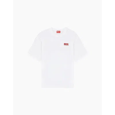 Diesel Mens 100 T-boxt Bisk Brand-print Cotton-jersey T-shirt Xl In White