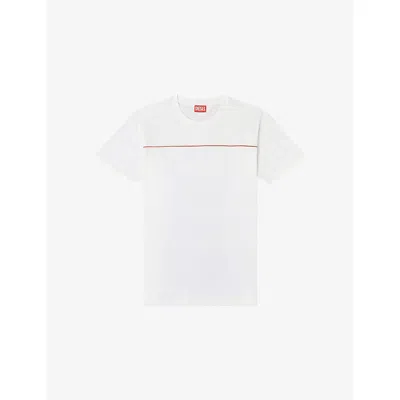 Diesel Mens 141 T-norm-piping Cotton-jersey T-shirt Xl In White