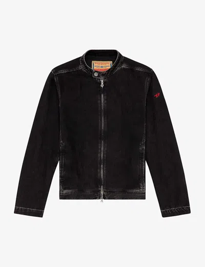 Diesel Mens 02 D-glory Branded Denim Jacket In Black