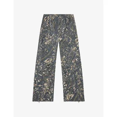 Diesel Mens P Lint Camo-print Elasticated-waist Cotton Trousers 5afa In Blue
