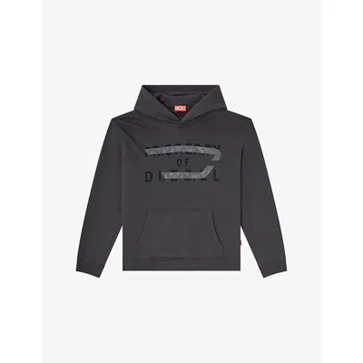 Diesel Mens 93r S-norman-hood Branded Cotton-jersey Hoody Xl In Gray