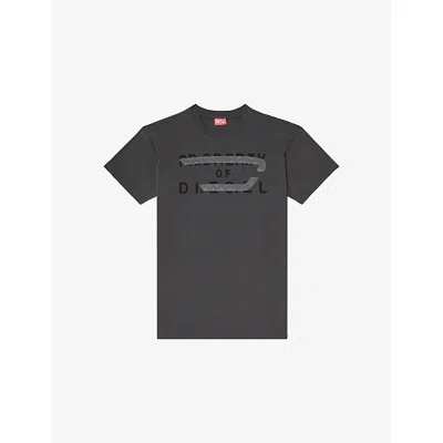 Diesel Mens 93r T-norm-v11 Branded-print Cotton-jersey T-shirt In Gray