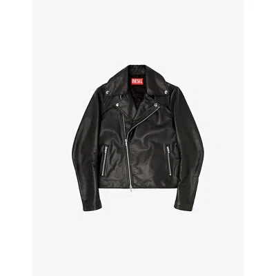Diesel Mens 9xx L-eo-wrd Waxed Leather Jacket In Black