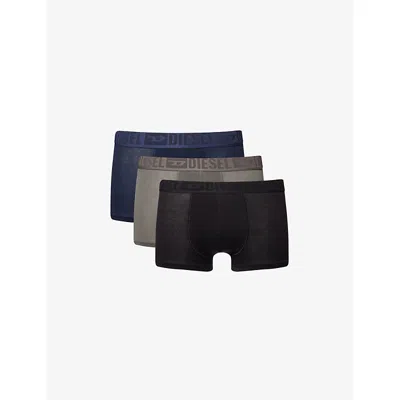 Diesel Mens Multi Branded-waistband Pack-of-three Stretch-cotton Boxer Briefs
