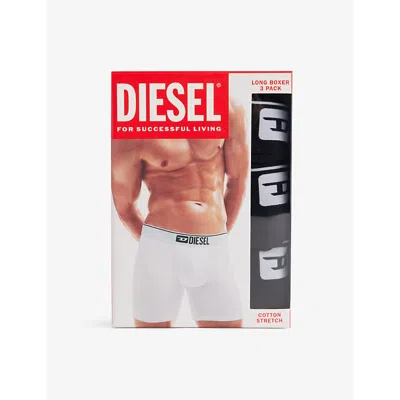 Diesel Mens Branded-waistband Pack Of Three Stretch-cotton Boxers E4101