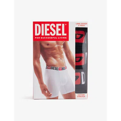 Diesel Mens Branded-waistband Pack Of Three Stretch-cotton Boxers E4101