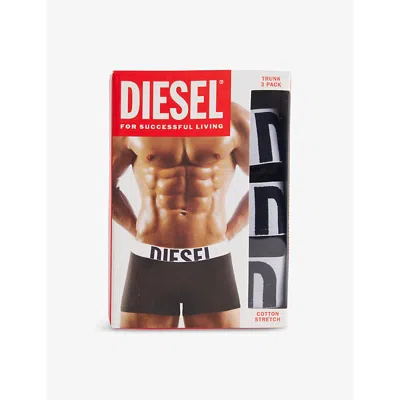 Diesel Mens Branded-waistband Pack Of Three Stretch-cotton Trunks E3784