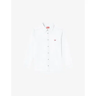 Diesel Mens 01 D-simply Bleach-effect Denim Shirt In White