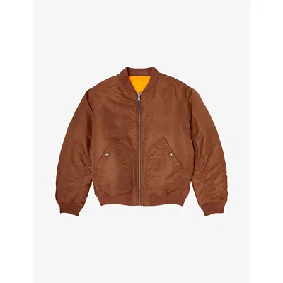 Diesel Mens 7fg J-held Logo-embroidered Shell Bomber Jacket In Brown