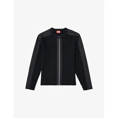 Diesel Mens 900 K-matty Zipped Cotton-knit Cardigan In Black