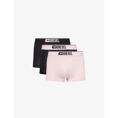 Diesel Mens Multi Logo-waistband Pack Of Three Cotton-jersey Boxer Briefs