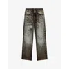 Diesel Mens 02 P-theck-lkct Denim-print Straight-leg Woven Trousers In Green