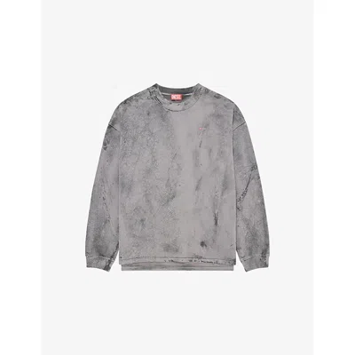 DIESEL MENS DIESEL S-BAXT-T1 CRACKED-EFFECT COTTON-JERSEY SWEATSHIRT