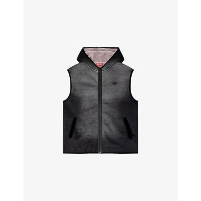 Diesel Mens 02 S-haky Hooded Denim-effect Jersey Vest