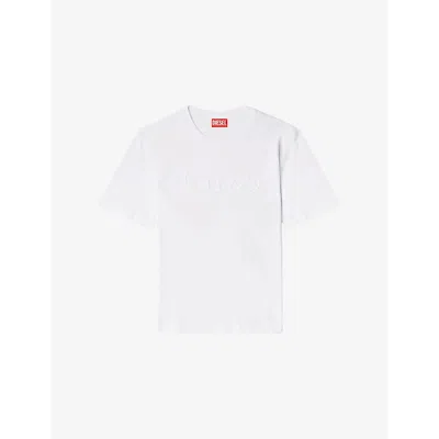 DIESEL MENS DIESEL T-ADJUST-BIGOVAL BRAND-EMBOSSED COTTON-JERSEY T-SHIRT