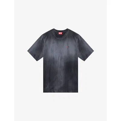 Diesel Mens 9xx T-adjust-r15 Logo-embroidered Cotton-jersey T-shirt In Gray