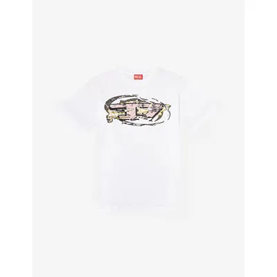 Diesel Mens 100 T-norm-t11 Logo-print Cotton-jersey T-shirt In White