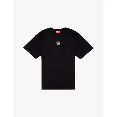 Diesel Mens 9xx T-norm-t13 Phoenix-embroidered Cotton-jersey T-shirt In Black