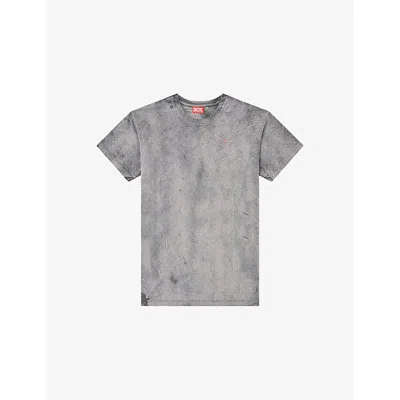 Diesel Mens 93ra T-norm-t8 Waxed Cotton-jersey T-shirt In Gray