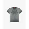 Diesel T-shirt With Phoenix Devoré In Gray
