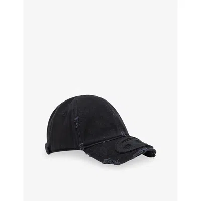 Diesel Mens Distressed Logo-patch Cotton-twill Cap 9xx