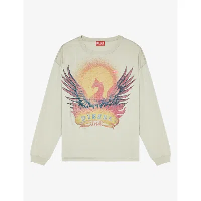 Diesel Mens Pheonix-graphic Long-sleeve Cotton T-shirt 77f In White