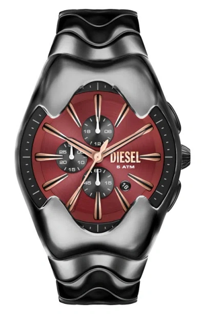 Diesel ® Mercurial Two-tone Tonneau Chronograph Bracelet Watch, 45mm X 28mm In Black