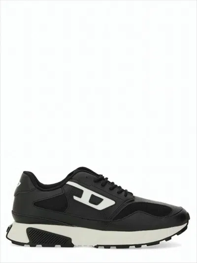 Diesel Mesh-panel Sneakers With Contrast Midsole In Black