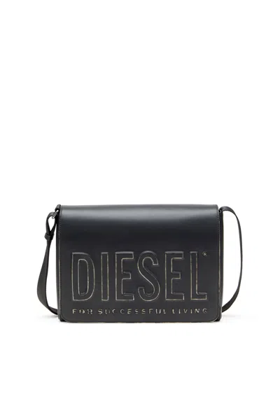 Diesel Messenger Bag In Brushed Pu In Black