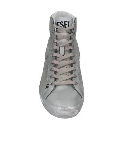 Diesel Metal High-top Casual Shoes In Silver
