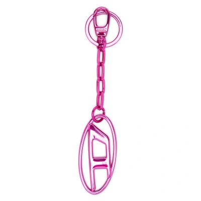 Diesel Metal Keyring With Logo Plaque In Pink