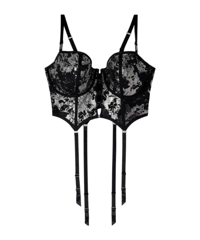 Diesel Metal Mesh Suspender Corset In Black