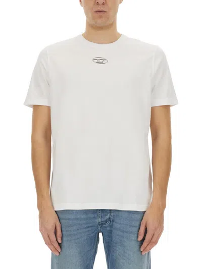 Diesel Oval-d Mold Print Cotton Jersey T-shirt In White