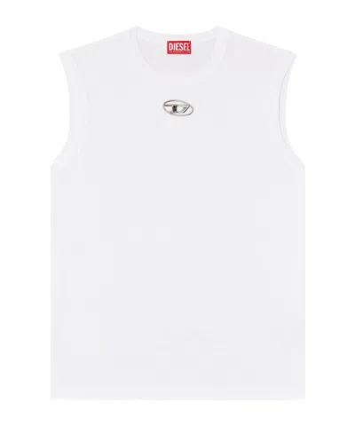 Diesel Metal Oval D-pattern Vest In White
