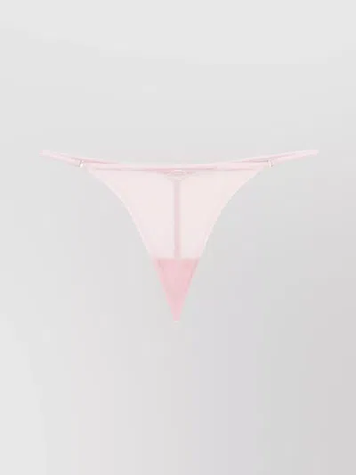 Diesel Metal Plate Thong In Sheer Nylon In Pink