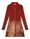 Diesel Metallic-effect Button-front Mini Day Dress In Red