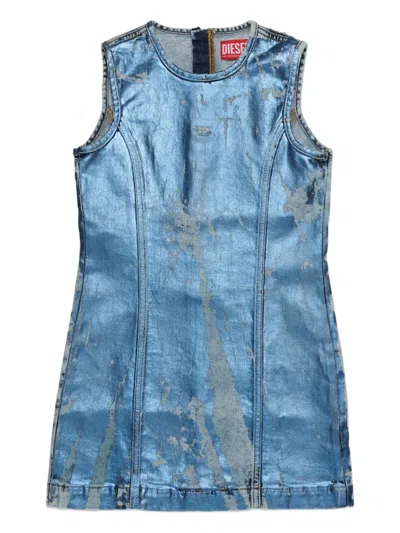 Diesel Kids' Metallic-effect Dress In Blue