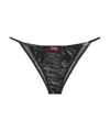 Diesel Metallic-effect String Briefs In Black