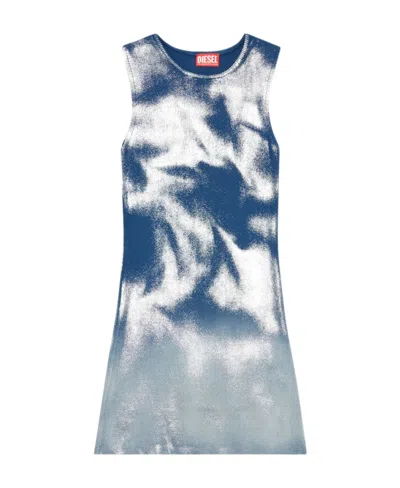 Diesel Womens 8nc M-idony Metallic-pattern Cotton-knit Mini Dress