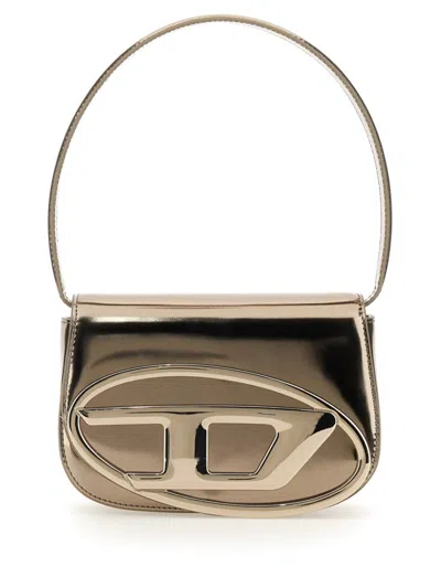 DIESEL METALLIC FINISH SHOULDER BAG WITH DISTINCTIVE OVAL LOGO