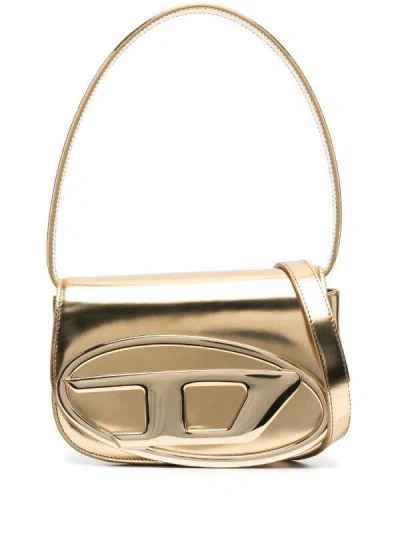 Diesel Metallic Gold Shoulder Handbag For Women