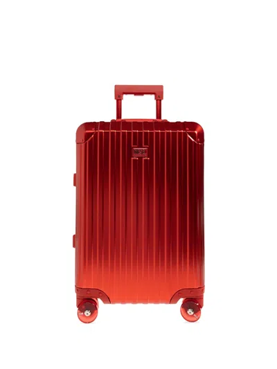 Diesel Metallic Grooved Luggage In Red