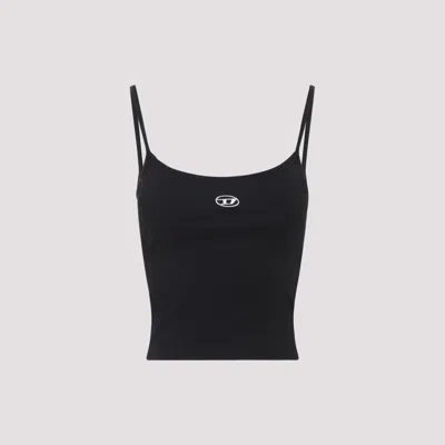 Diesel Metallic Logo Cotton Tank Top For Women In Black