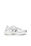 Diesel Metallic Mesh Sneakers With Oval D Logo In White