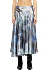 Diesel Metallic Midi Skirt With Blurred Rose Print In Multi