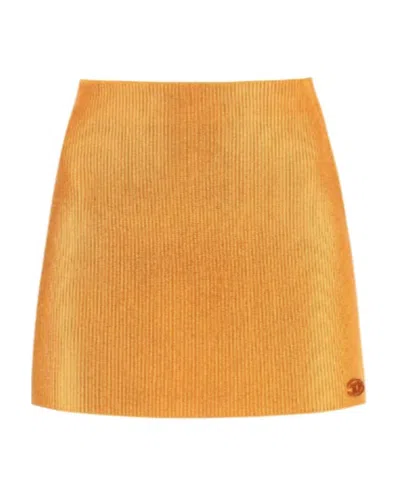 Diesel Metallic Mini Skirt In Orange