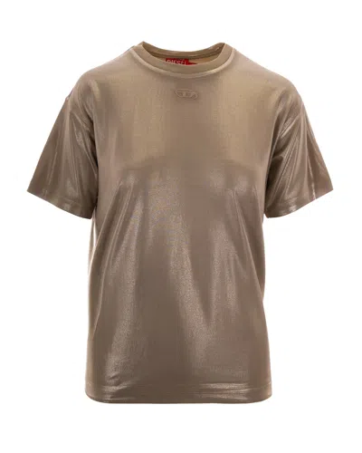 Diesel Metallic Short Sleeve T-shirt In Sandy/beige
