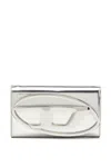 Diesel Metallic Silver Leather Shoulder Bag In White