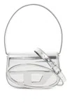 Diesel Metallic Silver Shoulder Bag 1dr Compact With Adjustable Strap In Silver